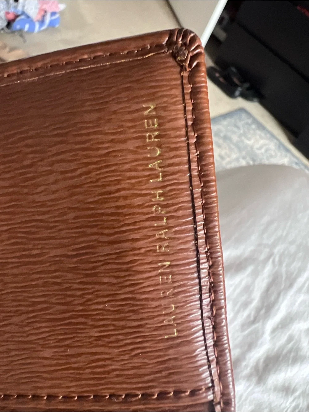 Lauren Ralph Lauren Crosshatch Leather Slim Snapped-Closure Wallet